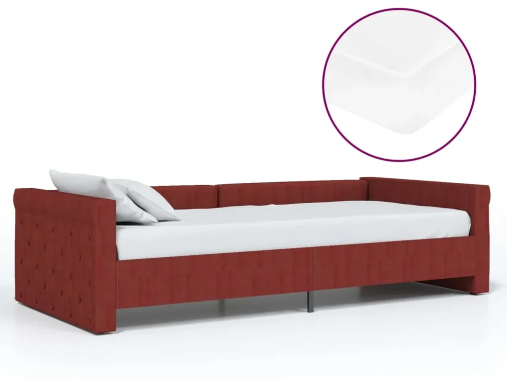 vidaXL Slaapbank met matras en USB stof wijnrood 90x200 cm