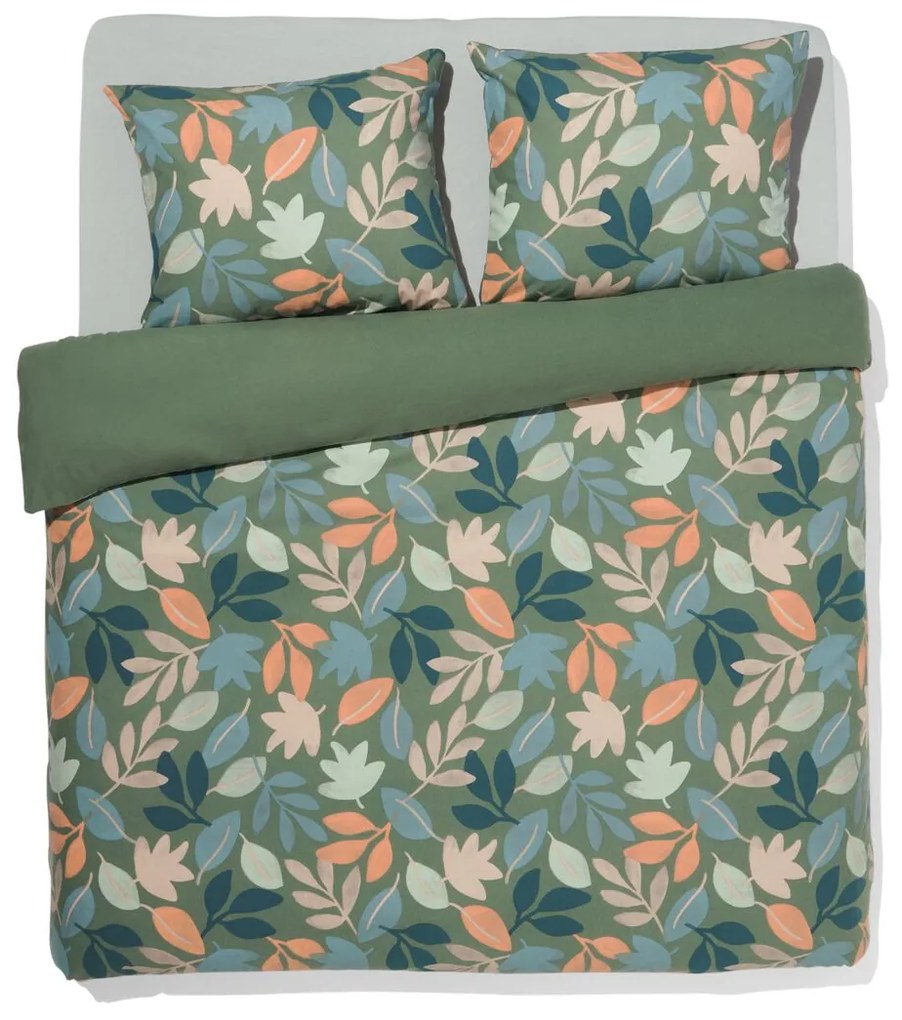 HEMA Dekbedovertrek Flanel 200x200/220 Pastel Bladeren (multi)