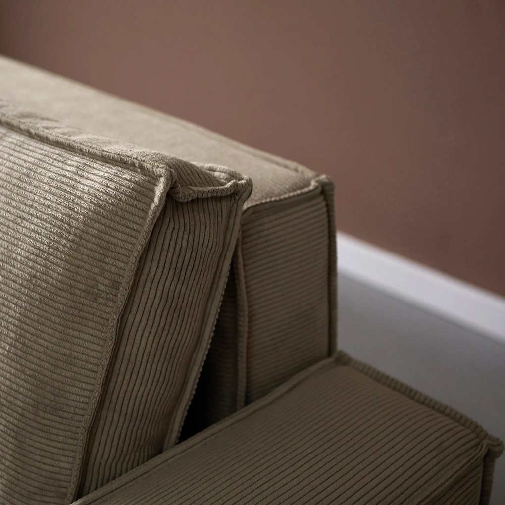 Tweepersoons Slaapbank Ribstof Beige