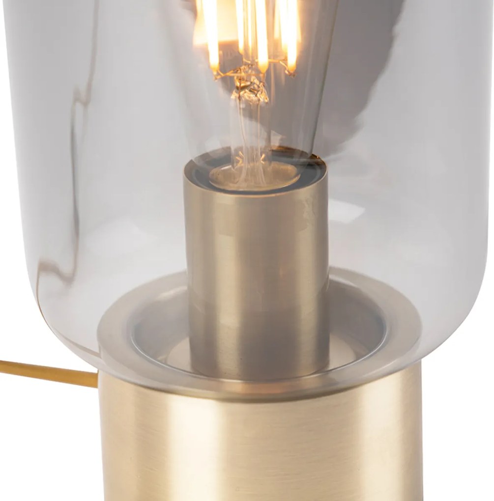 Design messing met smoke glas tafellamp - Bliss Cute