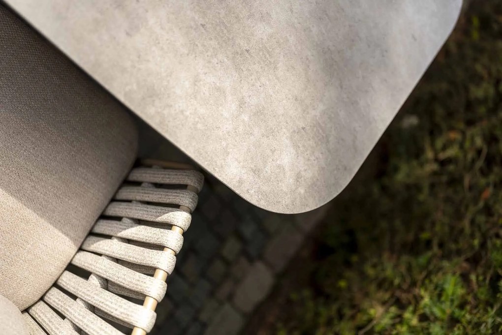 4 Seasons Outdoor Allora tuinset latte met Manolo tafel met geprint keramisch blad 240 cm SALE Tuinset beige weerbestendig
