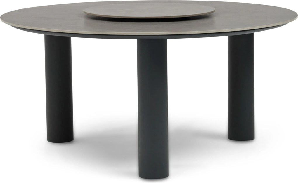 Dining Tuintafel rond 158 cm met lazy susan Grijs Trino