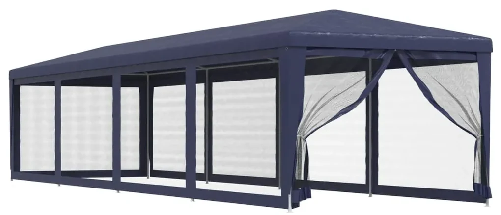 vidaXL Partytent met 10 mesh zijwanden 3x12 m HDPE blauw