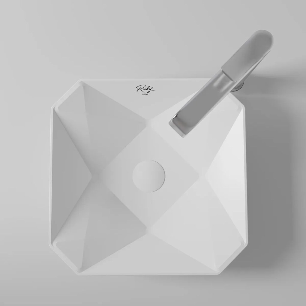 Sanigoods Kubus opbouw waskom 40x40cm glans wit