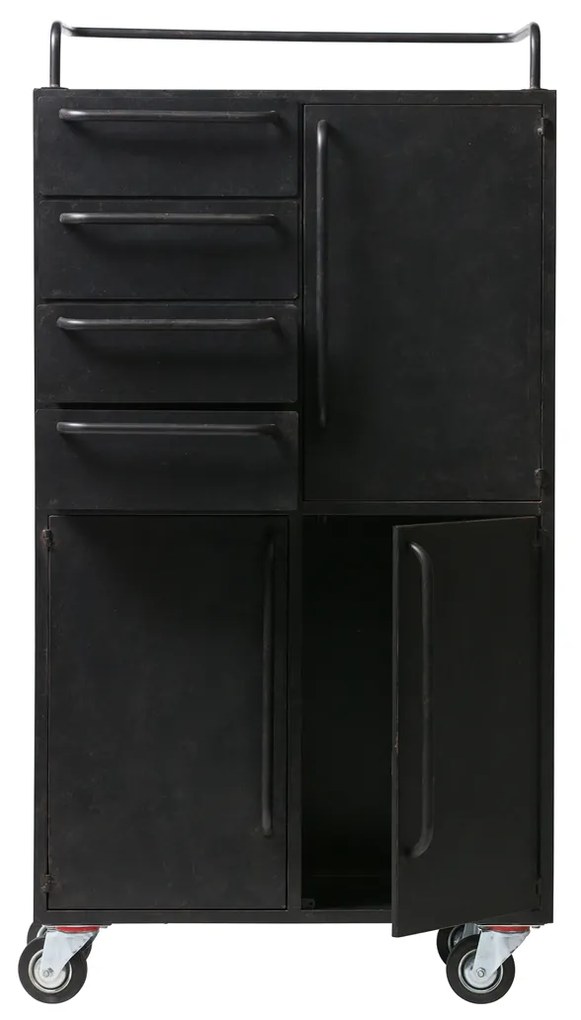 BePureHome Black Beauty Zwarte Kast Op Wielen - 75x39x144cm.