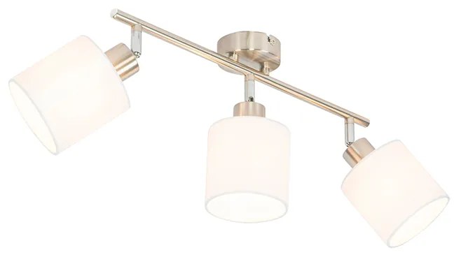 Stoffen PlafondSpot / Opbouwspot / Plafondspot staal met witte kap 3-lichts verstelbaar - Hetta Modern E14 Binnenverlichting Lamp