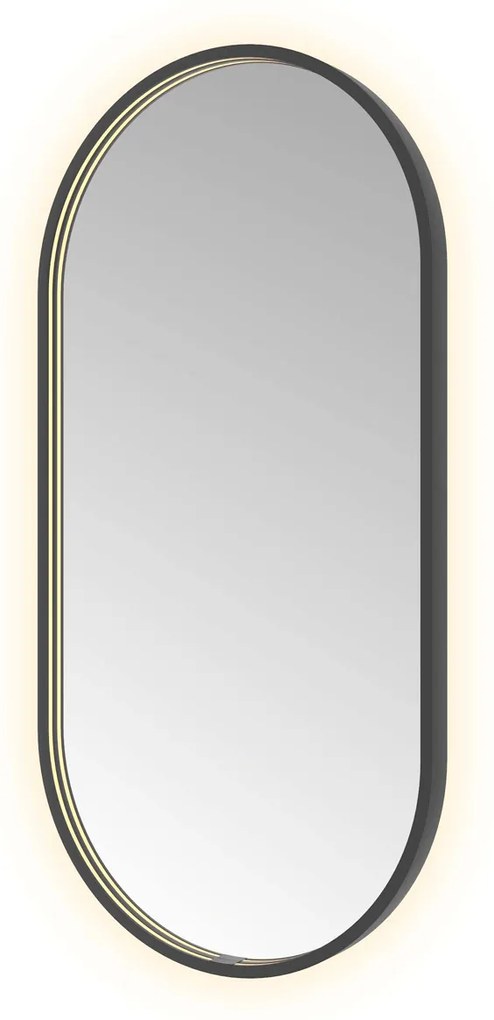 Hotbath &More Oval spiegel ovaal 50x100cm geborsteld zwart PVD