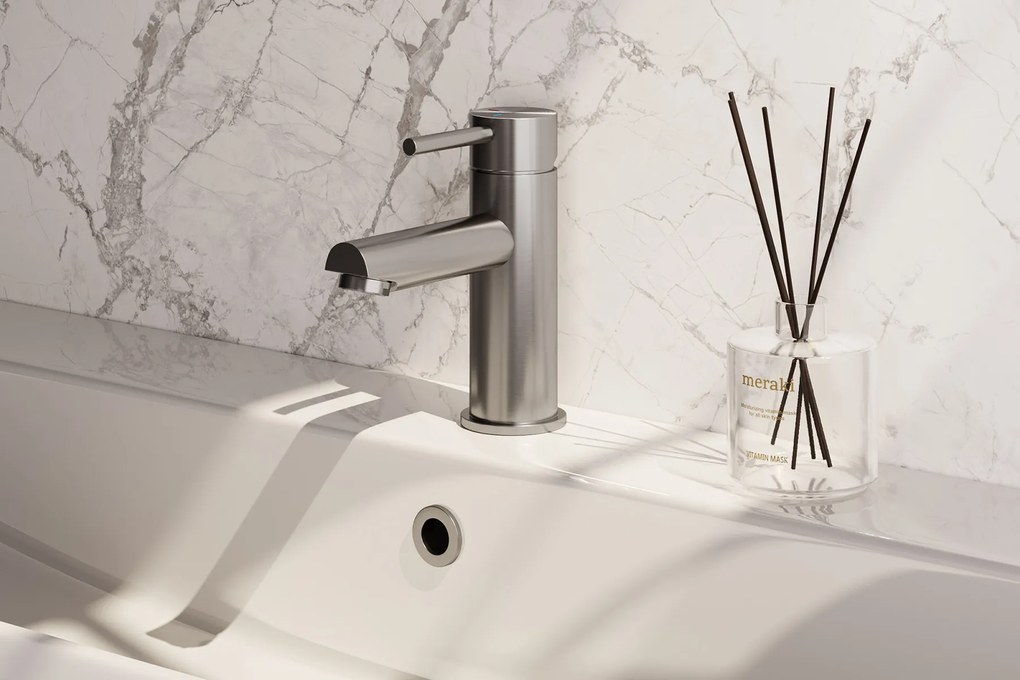 Brauer Brushed Edition ColdStart wastafelkraan energy-saving model A RVS geborsteld PVD