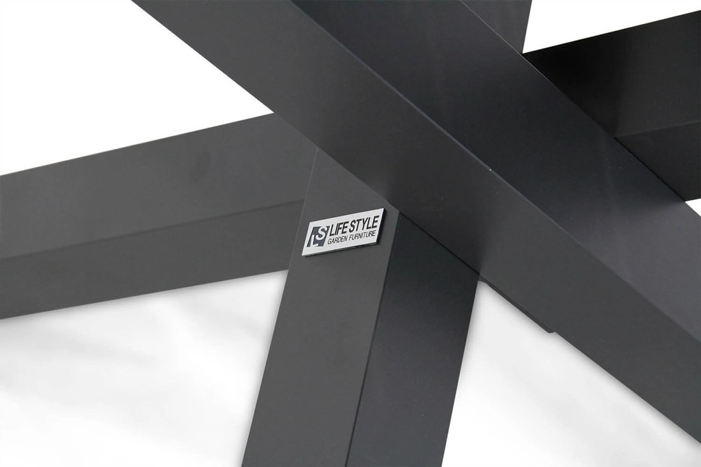 Tuinset Ronde Tuintafel 6 personen 150 cm Aluminium/Textileen /Aluminium/textileen Grijs Presto Vasto/Ancona