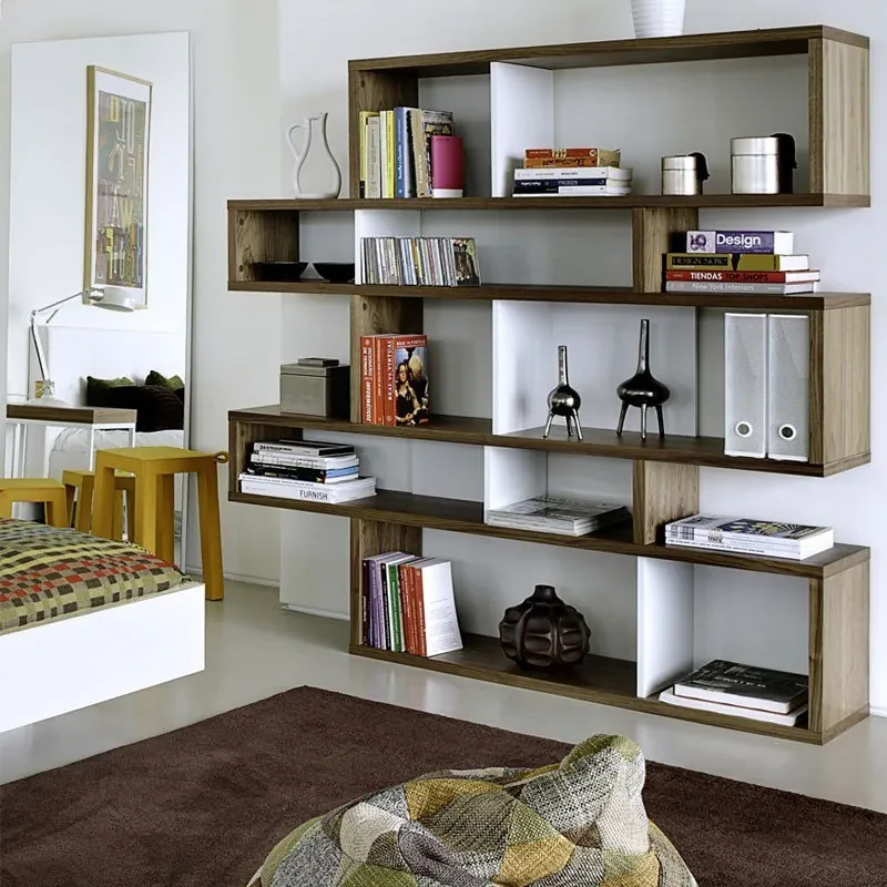 TemaHome London Design Boekenkast Walnoot - Wit - 156x34x160cm.