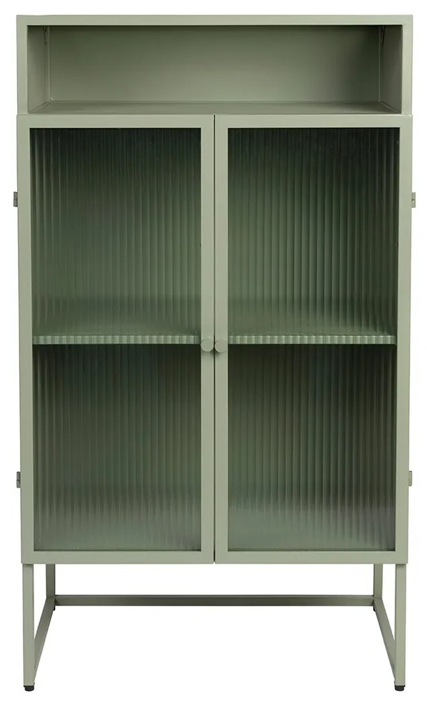 Lichtgroene Kast Met Ribbelglas - 60x35x105cm.