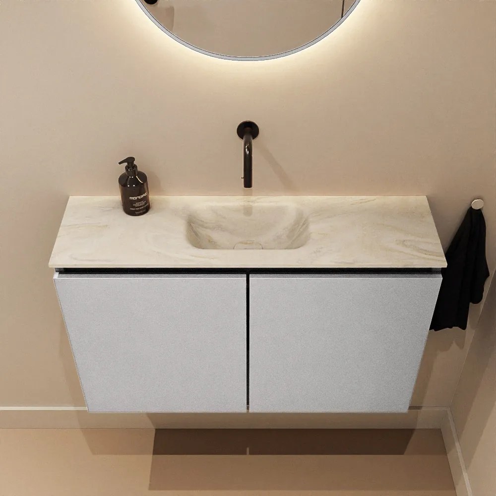 Mondiaz Ture DLux toiletmeubel 80cm plata met wastafel ostra midden zonder kraangat