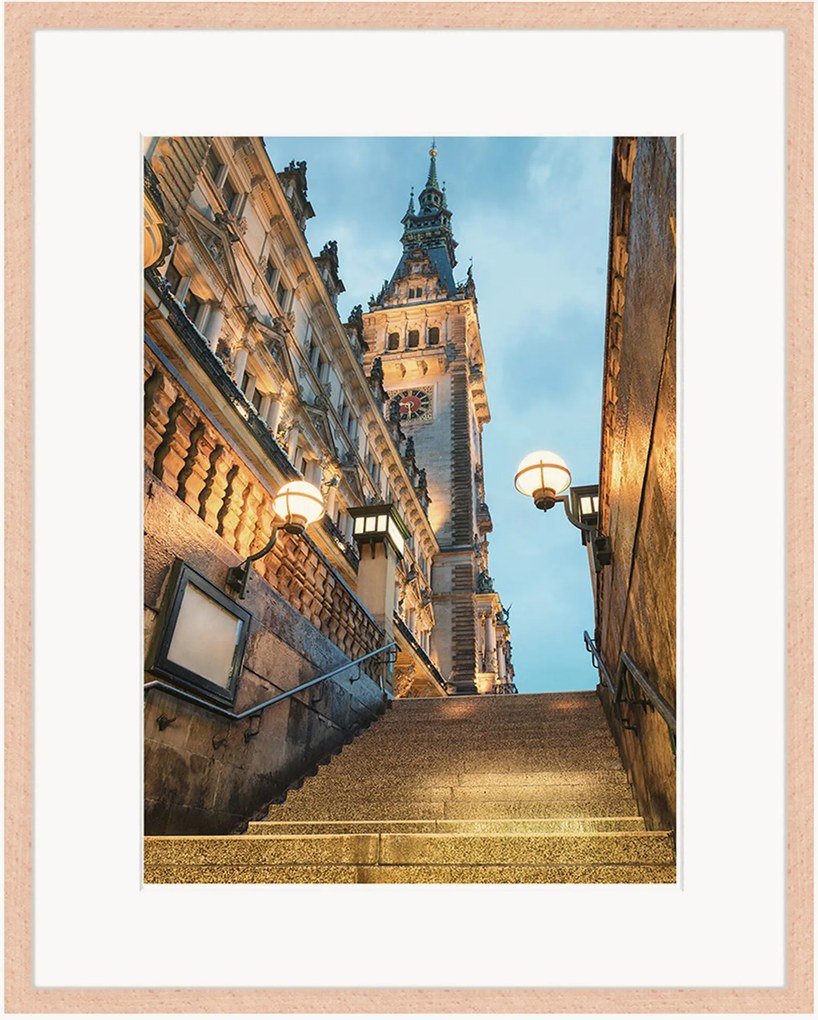 Ingelijste digitale print Hamburg At Night