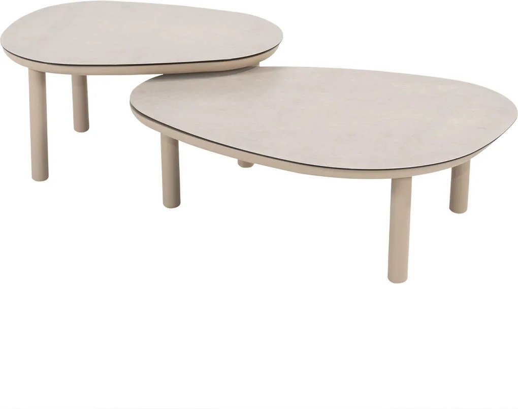 4 Seasons Monroe loungetafels Ø65xH32 cm en Ø80xH27 cm - latte