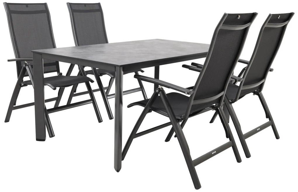 Kettler Legato/Edge verstelbare aluminium tuinset voor 4 personen 160x95 cm. - Antraciet