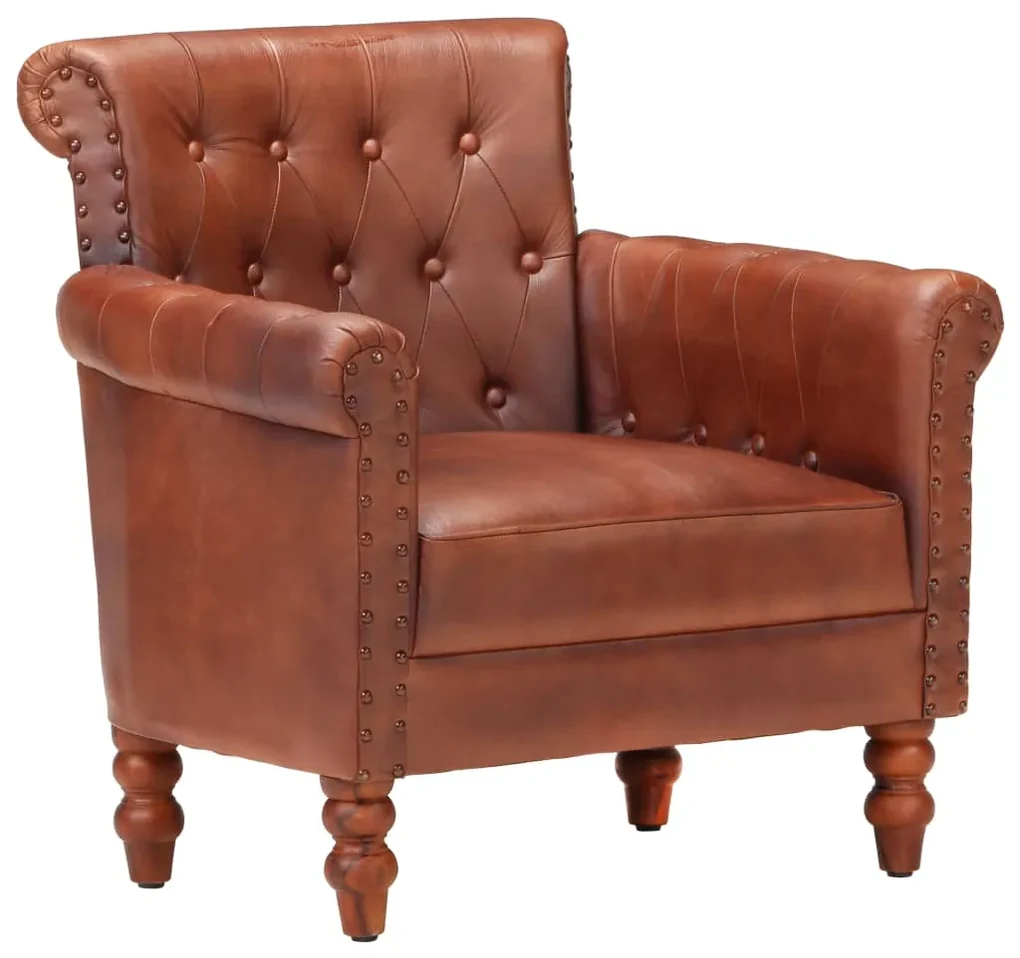 vidaXL Fauteuil echt geitenleer bruin