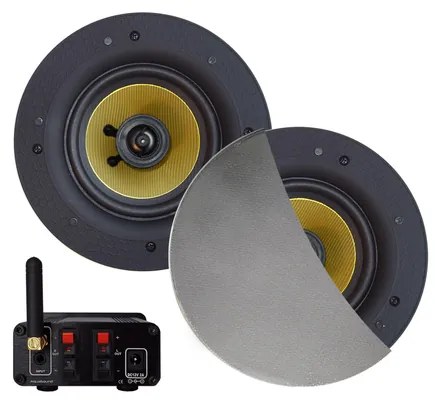 Aquasound Bluetooth Audio bluetooth audiosysteem - (70 watt / bt4.0 / auto-aux) - met samba speakerset (mat chroom) - 230v/24v bmn70easy-zc