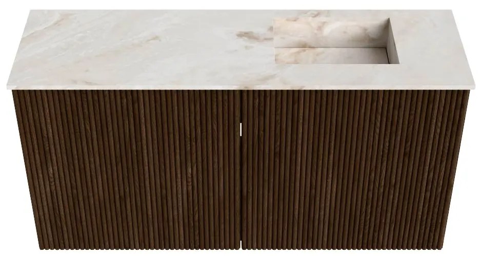 Mondiaz Joya DLux 80cm toiletmeubel walnut met wastafel faye rechts zonder kraangat frappe