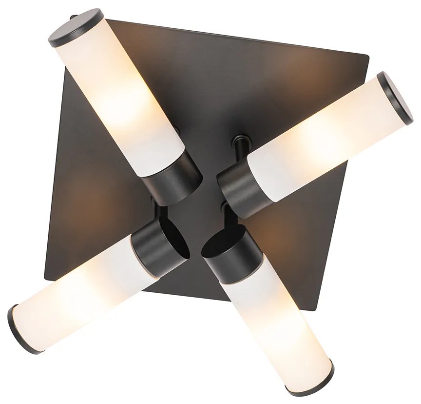 Moderne badkamer plafondlamp zwart 4-lichts IP44 - Bath