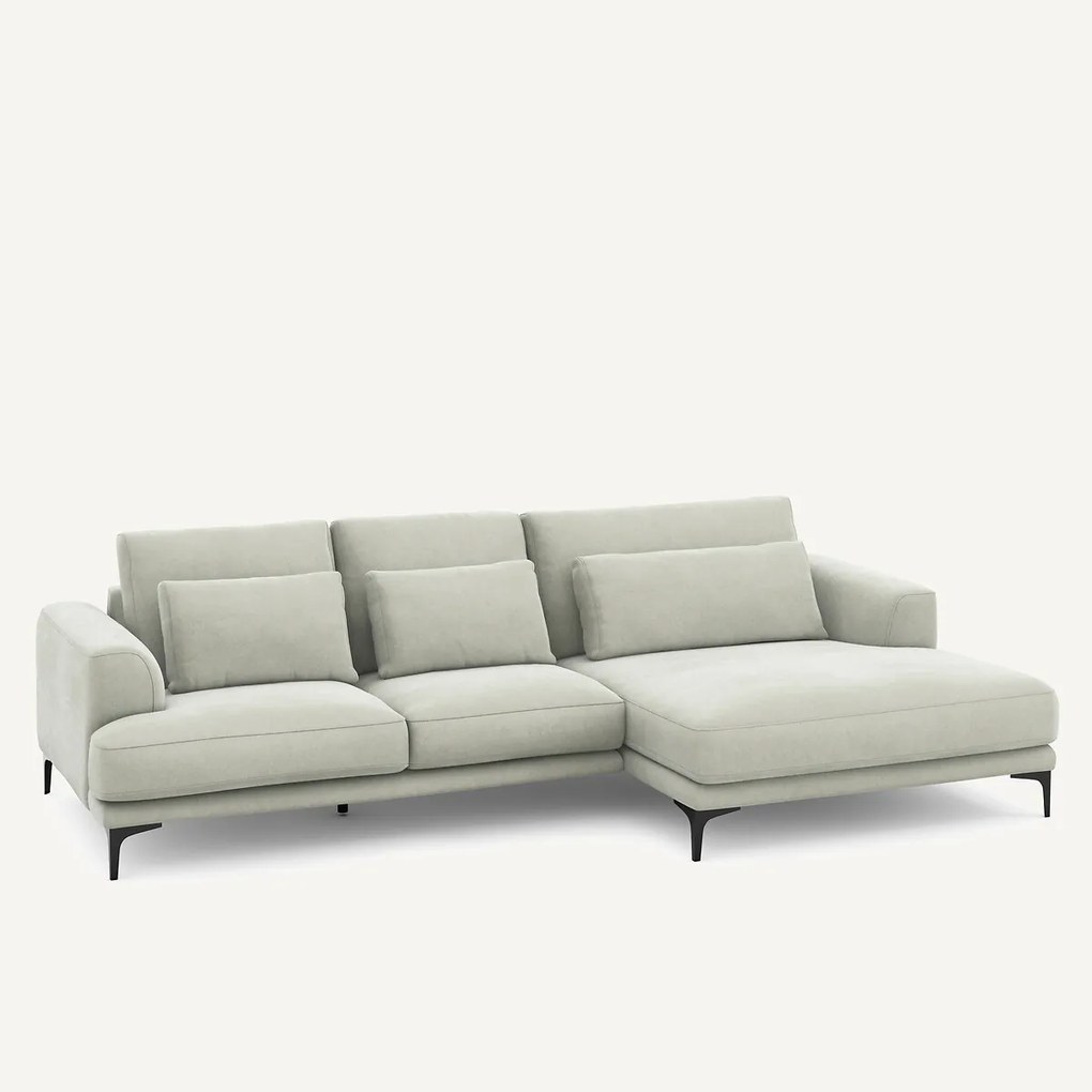 XL longchair met rechterhoek van stonewashed fluweel, MARSILE