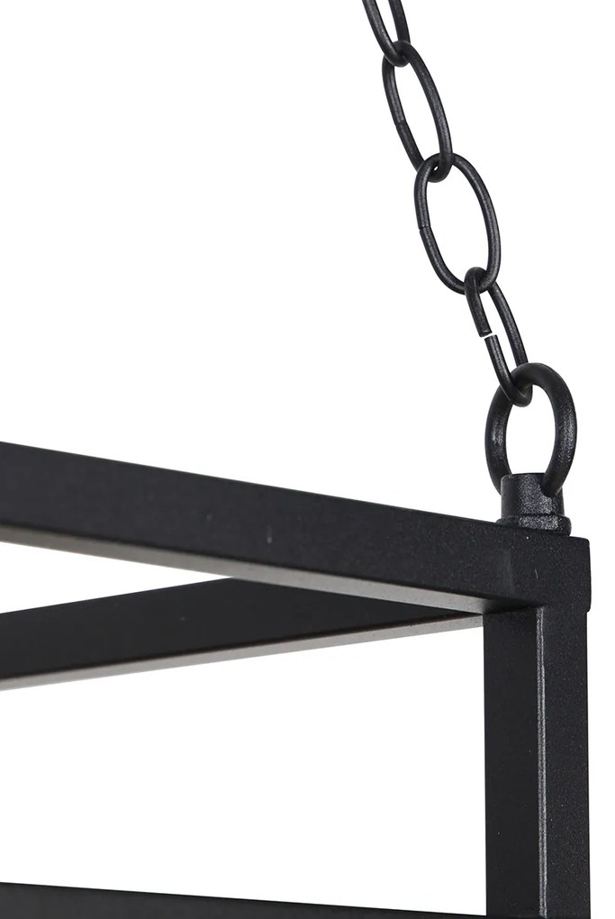 Smart hanglamp zwart met hout incl. 5 Wifi G95 - Shelf