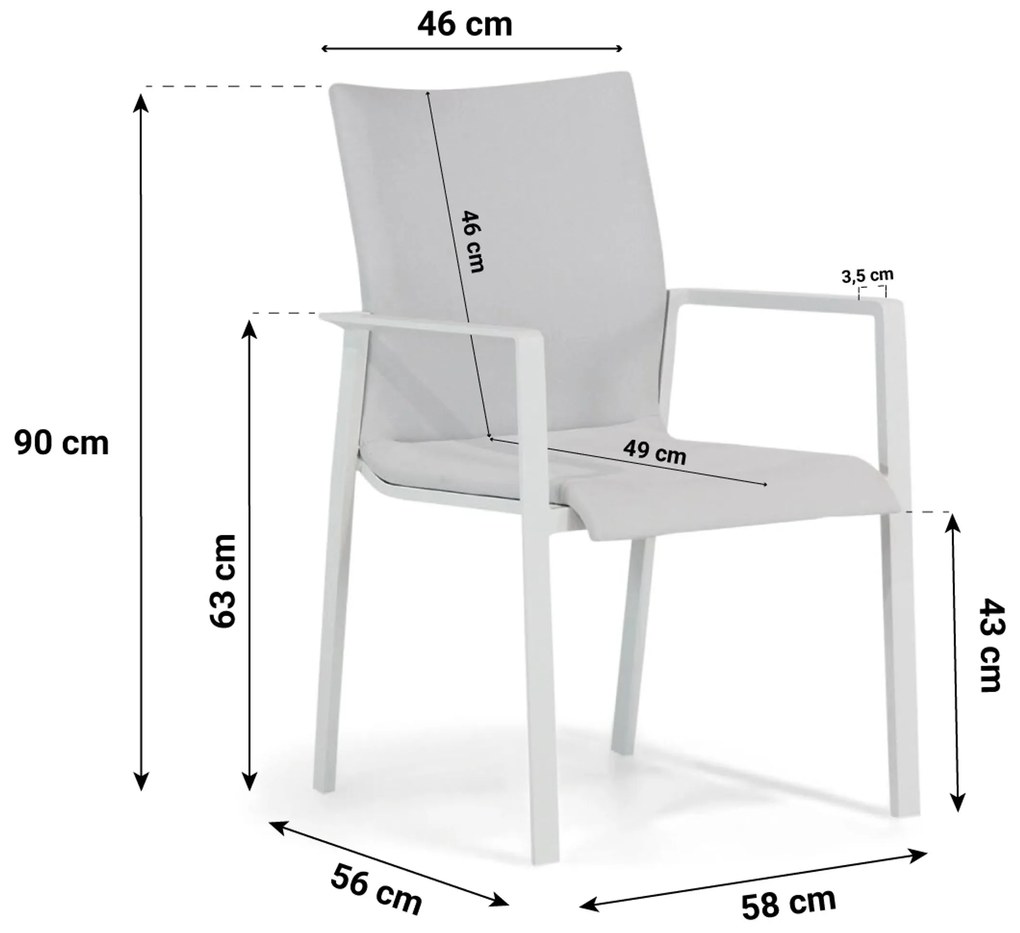 Tuinset 4 personen 180 cm Aluminium/textileen Wit Lifestyle Garden Furniture Rome/Cardiff