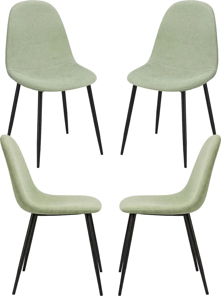 Set 4 Teok Black Stoffen Stoelen