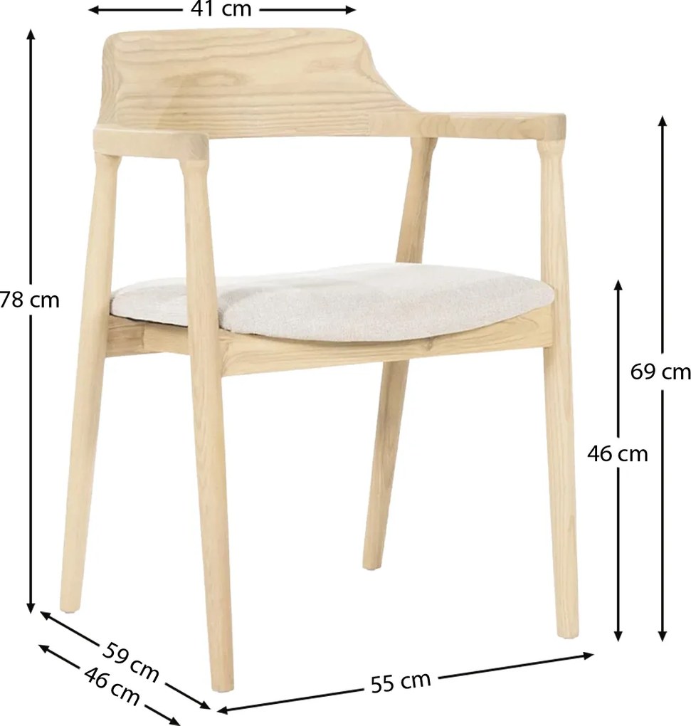 Houten Stoel Met Armleuningen Naturel