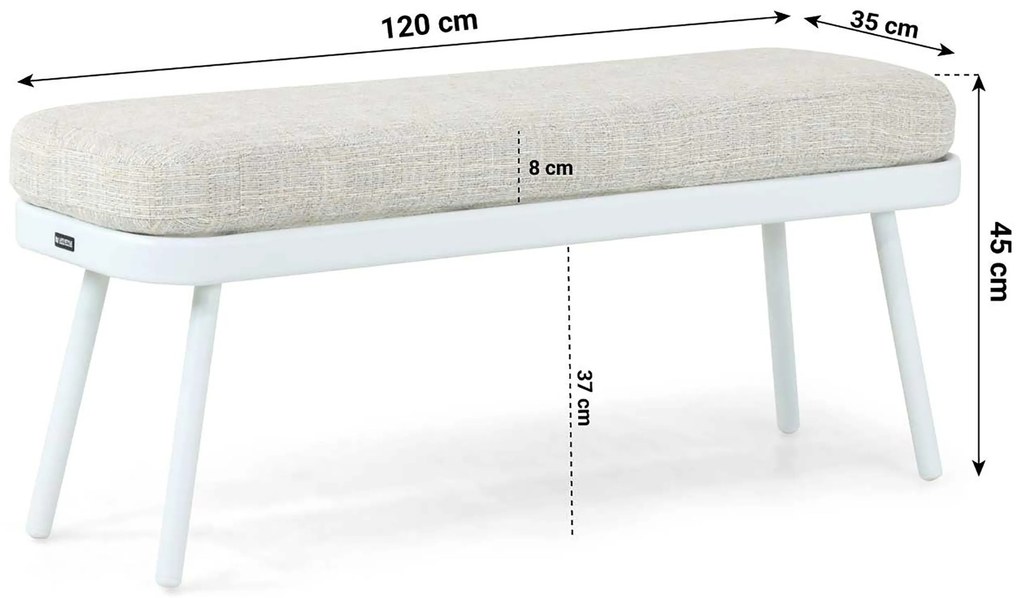 Dining Loungeset 7 personen Aluminium/rope Wit  Lifestyle Garden Furniture Cordani