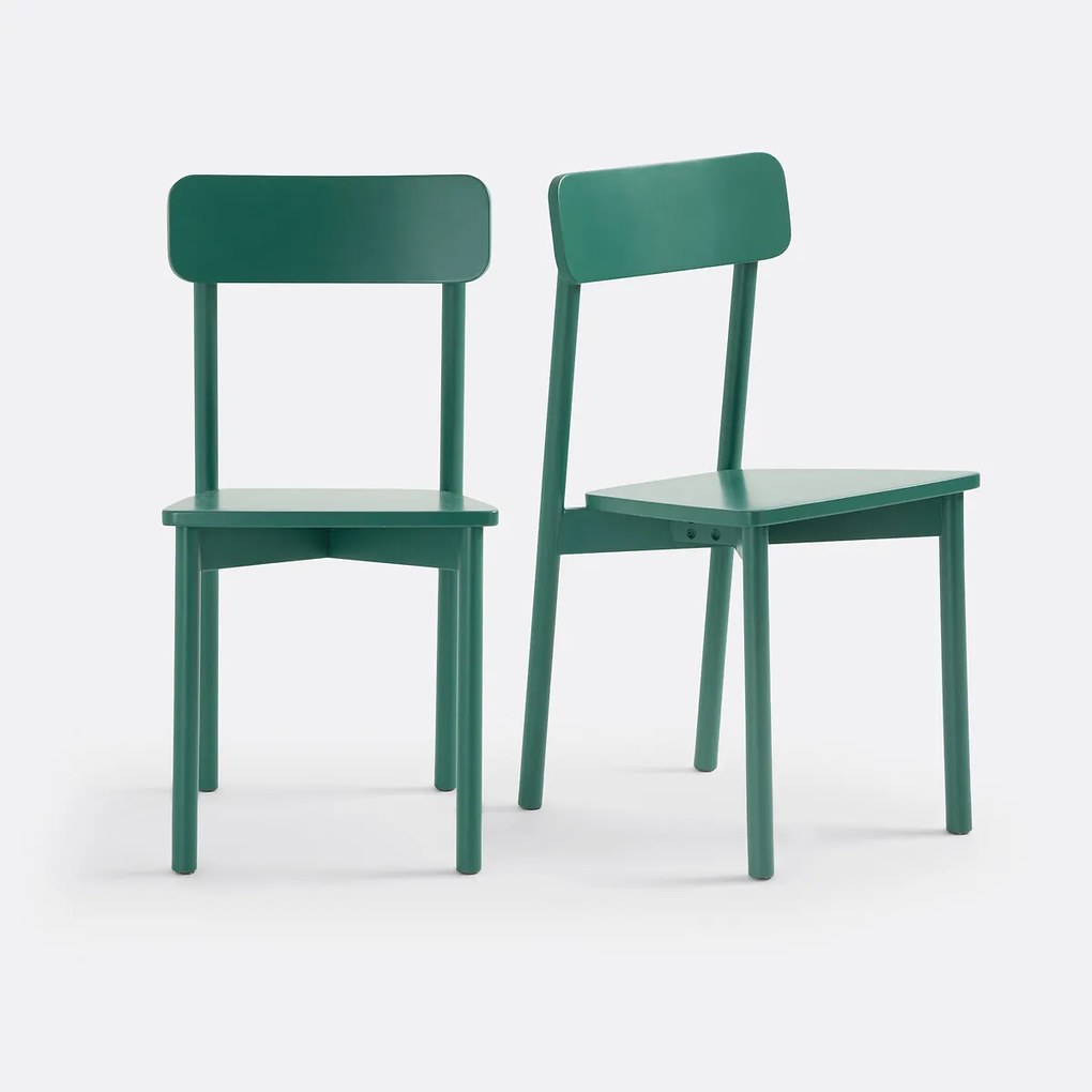 Set van 2 stoelen in gekleurd massief beukenhout, Jodi