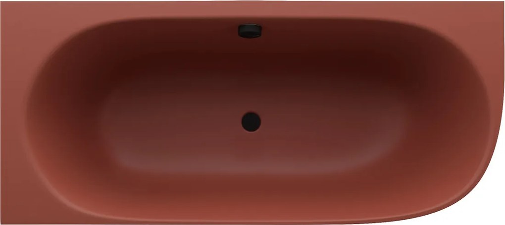 Polysan Sussi halfvrijstaand bad links mineraalmarmer 160x70cm terracotta