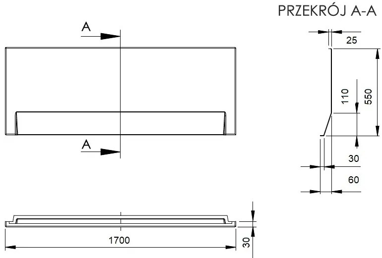 Plazan Modern badpaneel 170x55cm wit glans