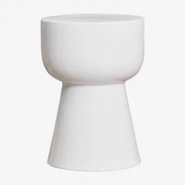 Ronde Bijzettafel Voor Tuin Ø35 Cm In Dolomiet Kaly Wit - Sklum