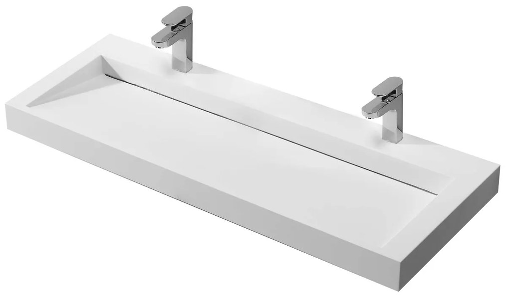 Muebles Calas badmeubel ribbelfront 120cm macchiato met solid surface wastafel met kraangaten