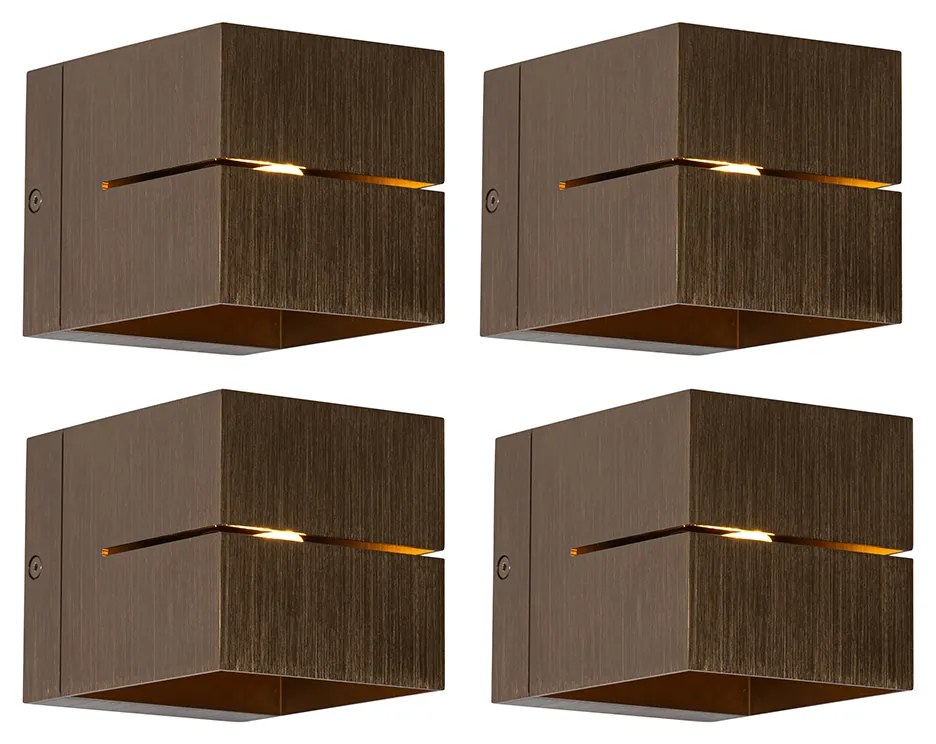 Set van 4 smart wandlampen donkerbrons 9,7 cm incl. Wifi G9 - Transfer Groove