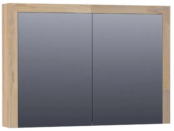 Saniclass Natural Wood spiegelkast 100x70x15cm met 2 links- en rechtsdraaiende spiegeldeuren Hout Grey oak 70481
