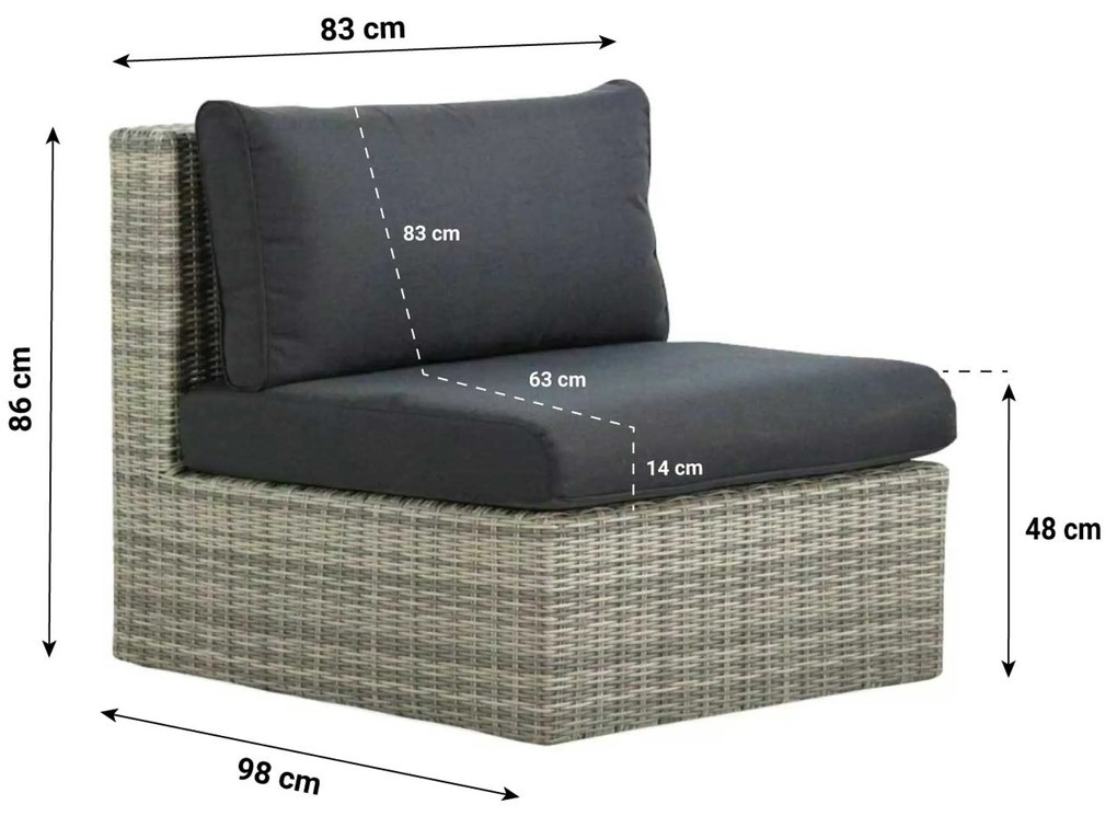Dining Loungeset 6 personen Wicker Grijs Garden Collections Amico/Napoli