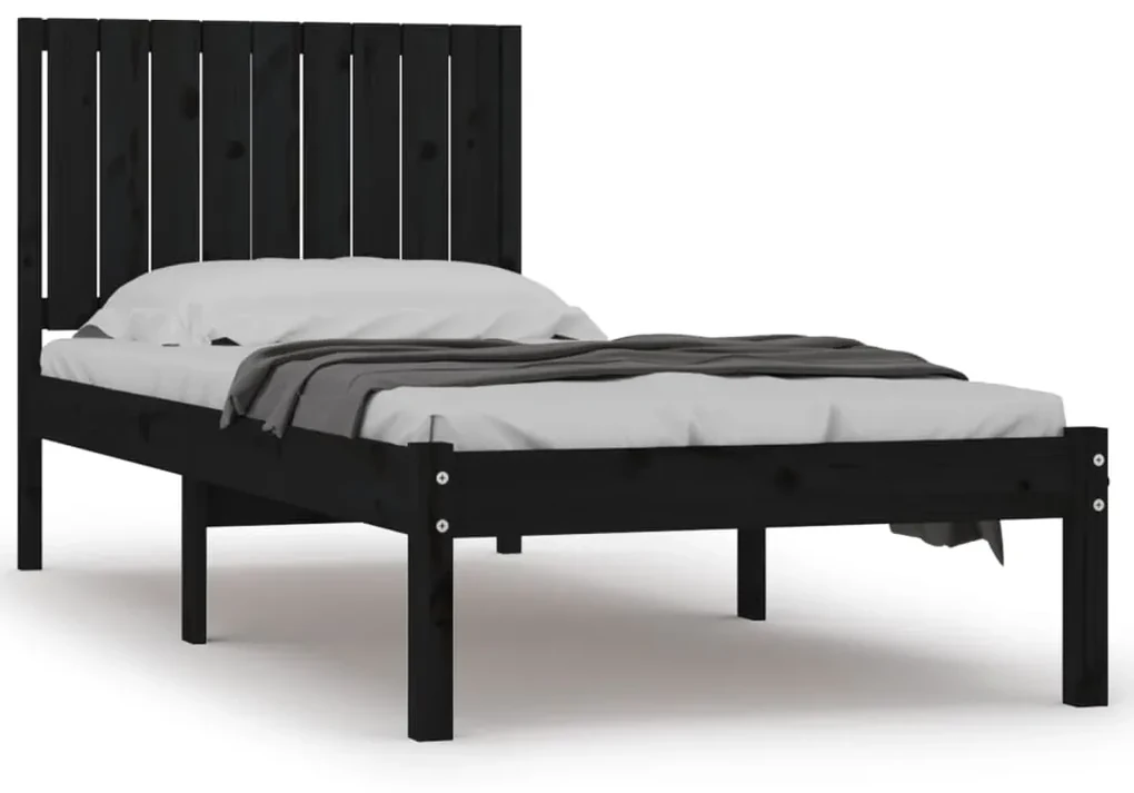 vidaXL Bedframe massief grenenhout zwart 90x190 cm 3FT Single