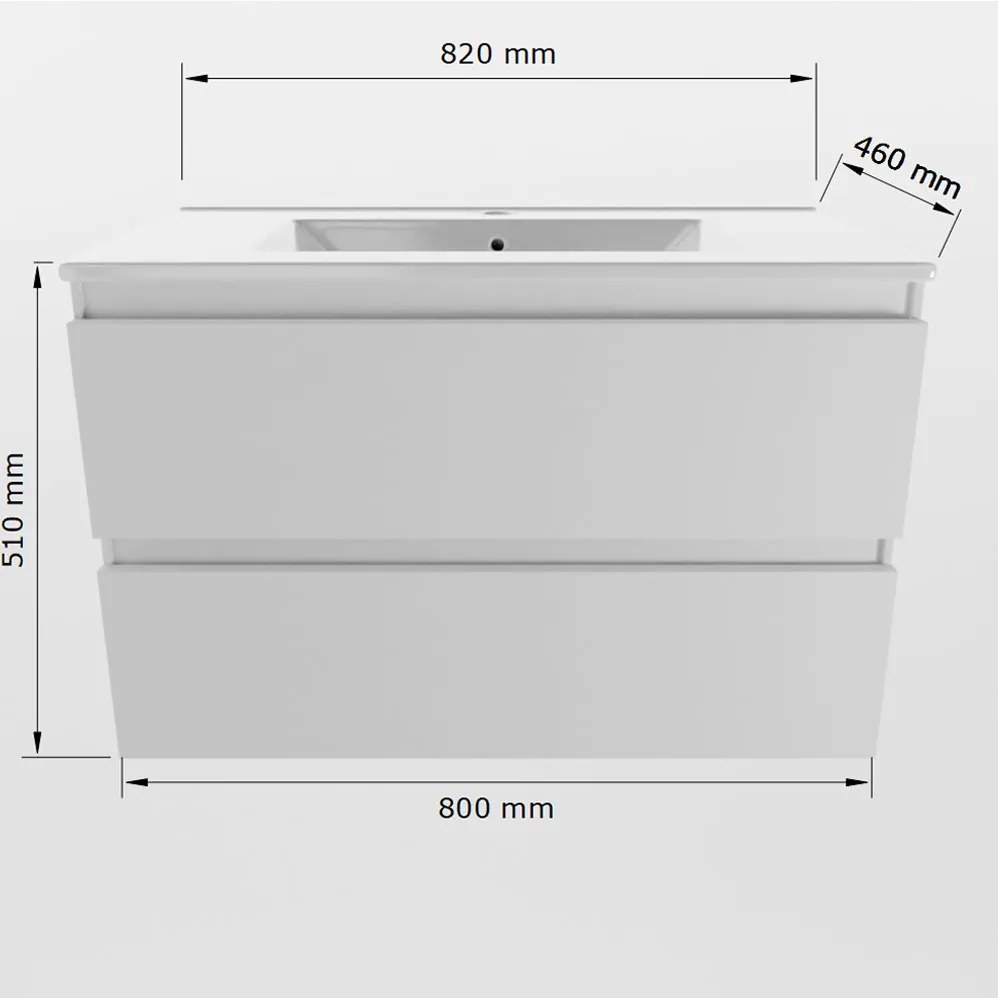 Mondiaz Aivy badmeubel 80cm chai met wastafel keramiek wit glans midden 1 kraangat