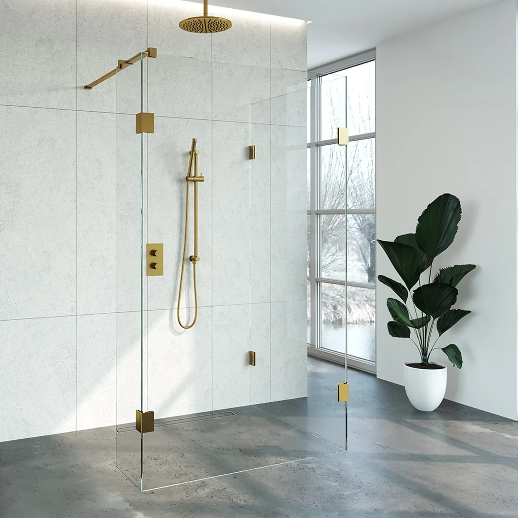 Brauer JC profielloze inloopdouche 100x120/40cm reversed goud geborsteld