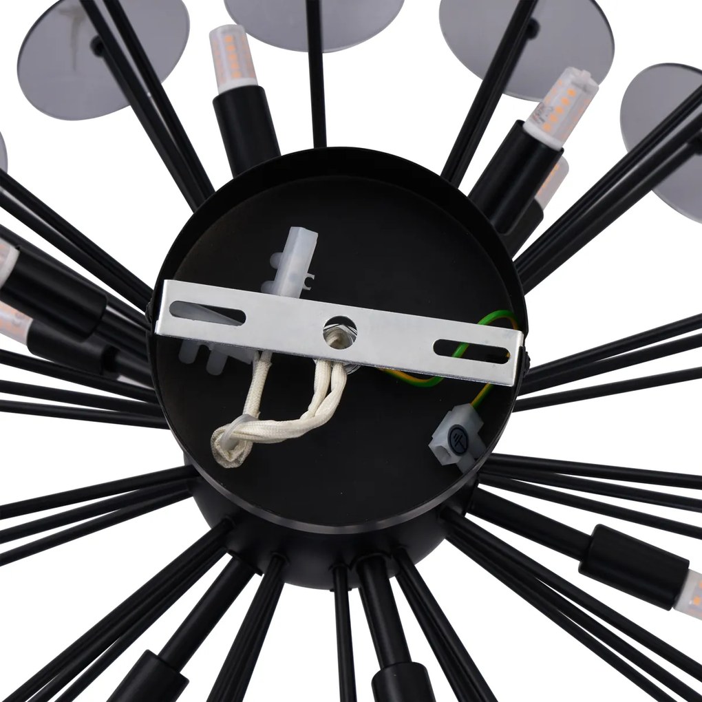 Art Deco plafondlamp zwart met smoke - Atomic