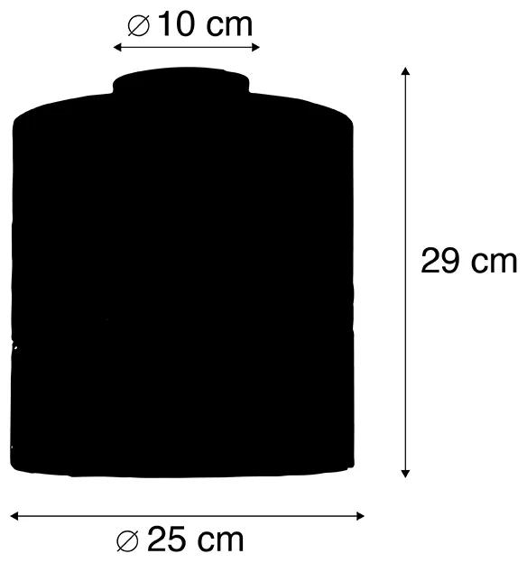 Stoffen Plafondlamp mat zwart velours kap zwart 25 cm - Combi Modern E27 cilinder / rond Binnenverlichting Lamp