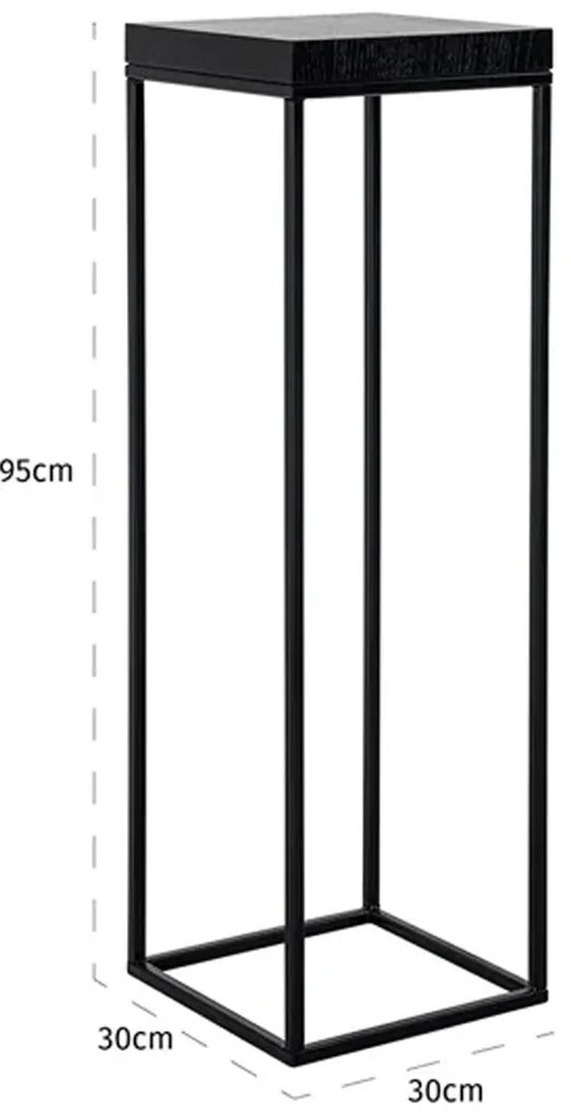 Richmond Interiors Oakura Zwarte Plantenzuil Eiken Hout - 30 X 30cm.