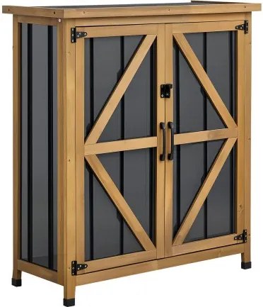 VEVOR Houten Tuinschuur, Gereedschapsschuur met Afsluitbare Deuren, Tuinschuur met Plank &amp; Vloer, Gereedschapsschuur, Tuingereedschapsschuur, Gereedschapskast voor Terras, Tuin of Gazon, 81x33x95 cm