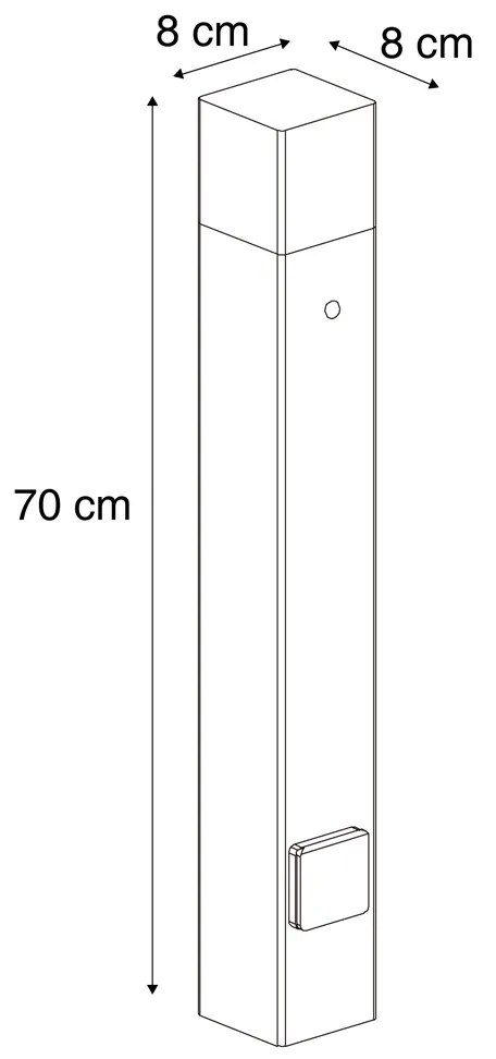 Modern buiten paaltje zwart met smoke glas 70cm met schemersensor IP44 - Denmark Modern E27 IP44 Buitenverlichting