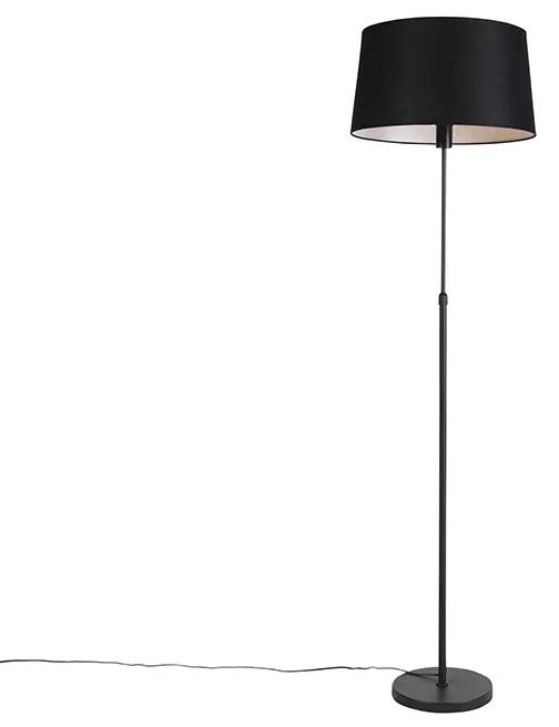 Vloerlamp zwart met zwarte linnen kap 45cm verstelbaar - Parte Klassiek / Antiek E27 cilinder / rond rond Binnenverlichting Lamp