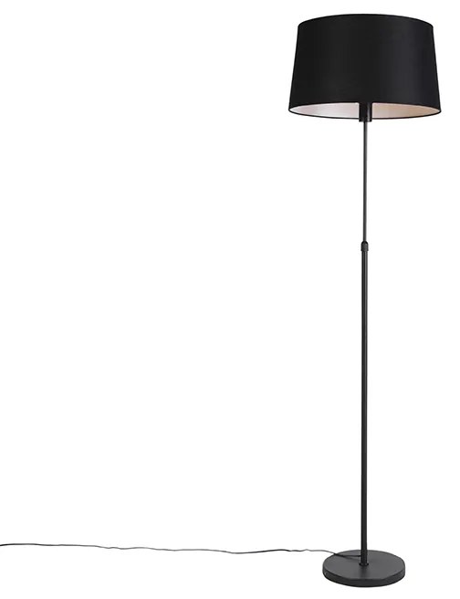 Vloerlamp zwart met zwarte linnen kap 45cm verstelbaar - Parte