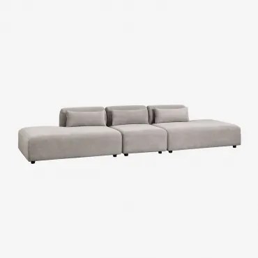 3-delige Modulaire Bank Met Dubbele Chaise Longue Fogler Corduroy Licht Taupegrijs - Sklum