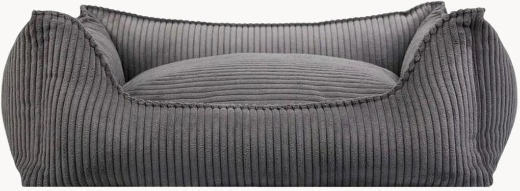 Ribfluwelen hondenmand met matras Charcoal