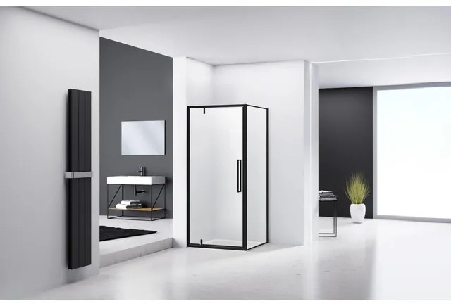 Van Rijn Products ST04 Hoekcabine - 90x100x200cm - helder glas - dikte 6mm - zwart ST0415090100KP